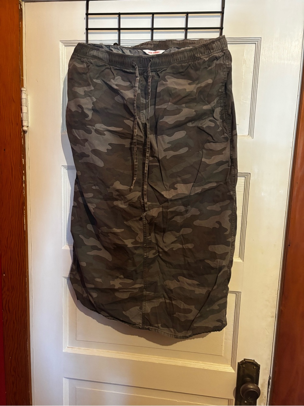 Joe Fresh Women's Camo Drawstring Midi Skirt - Olive